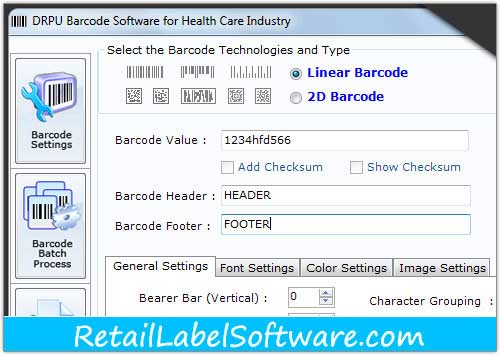 Healthcare Barcode Label Software screenshot