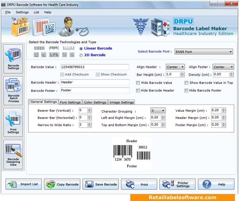 Healthcare Industry Barcode Label screenshot