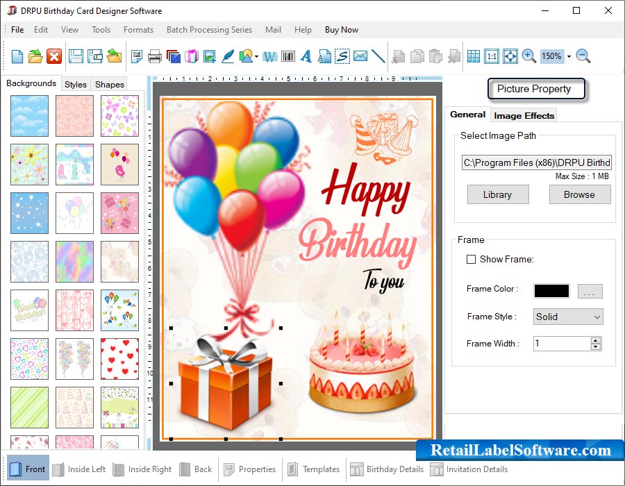 Birthday card designing program