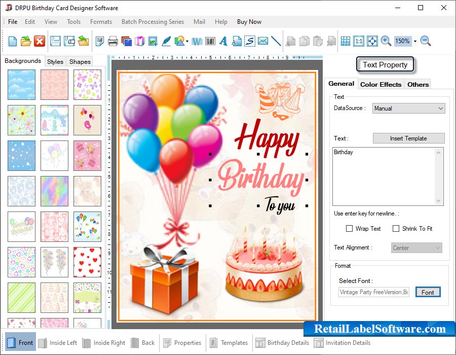Birthday card designing program