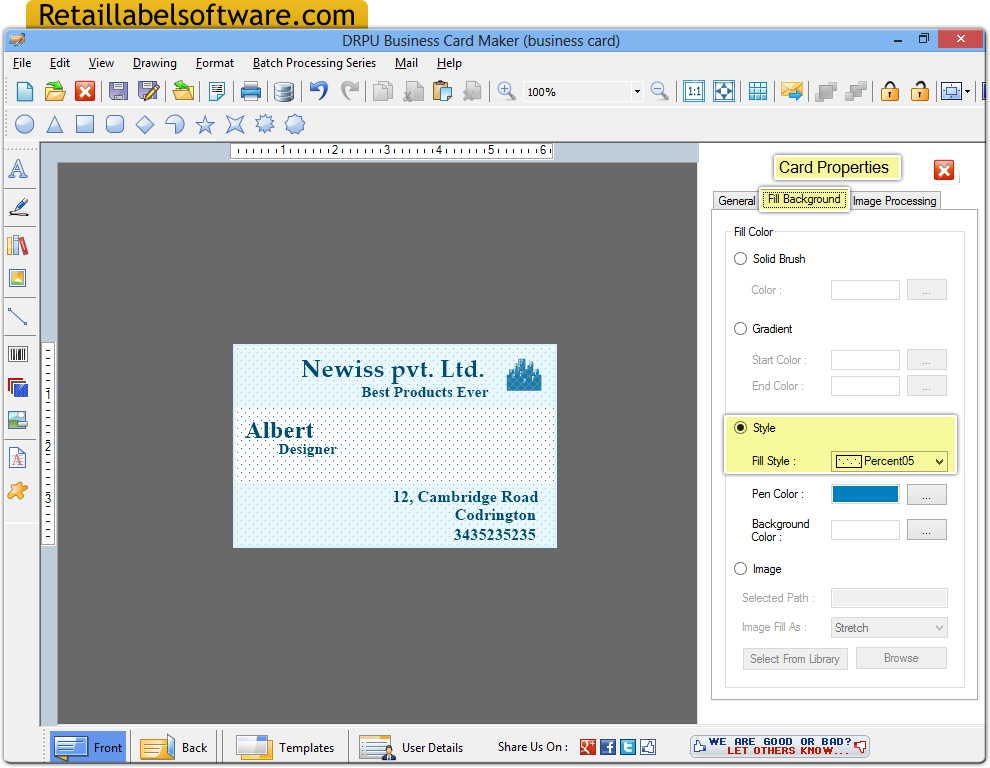 business cards maker software generates visiting cards business cards maker