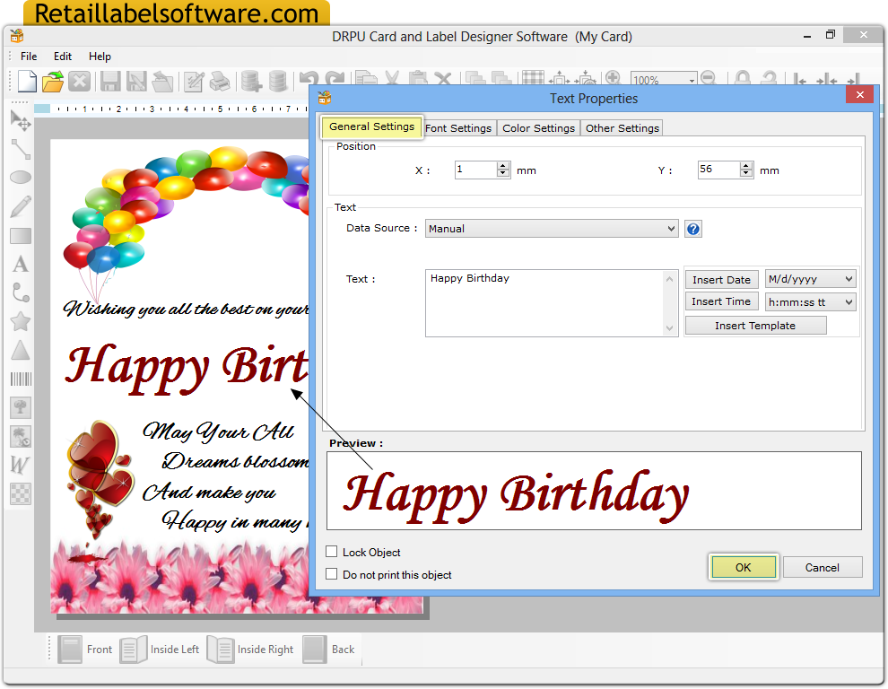 Card and label designing program
