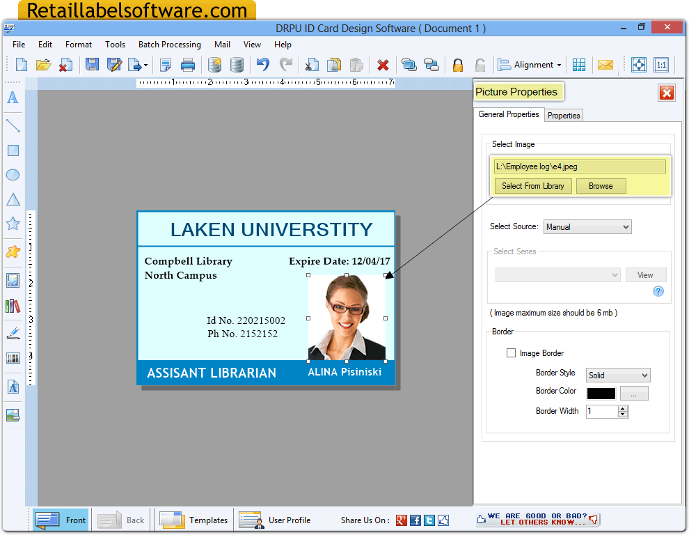 ID card maker software design identity card RetailLabelSoftware