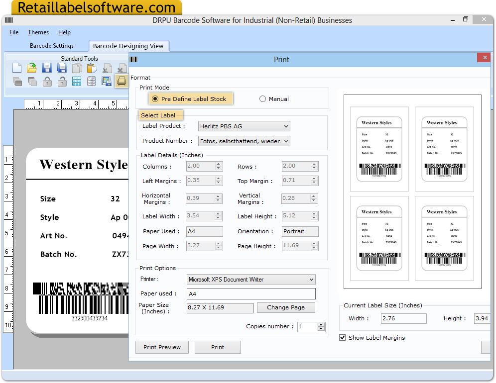 Manufacturing industry barcode generator program