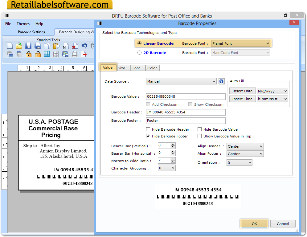 Post Office Barcode Label Software screenshots RetailLabelSoftware
