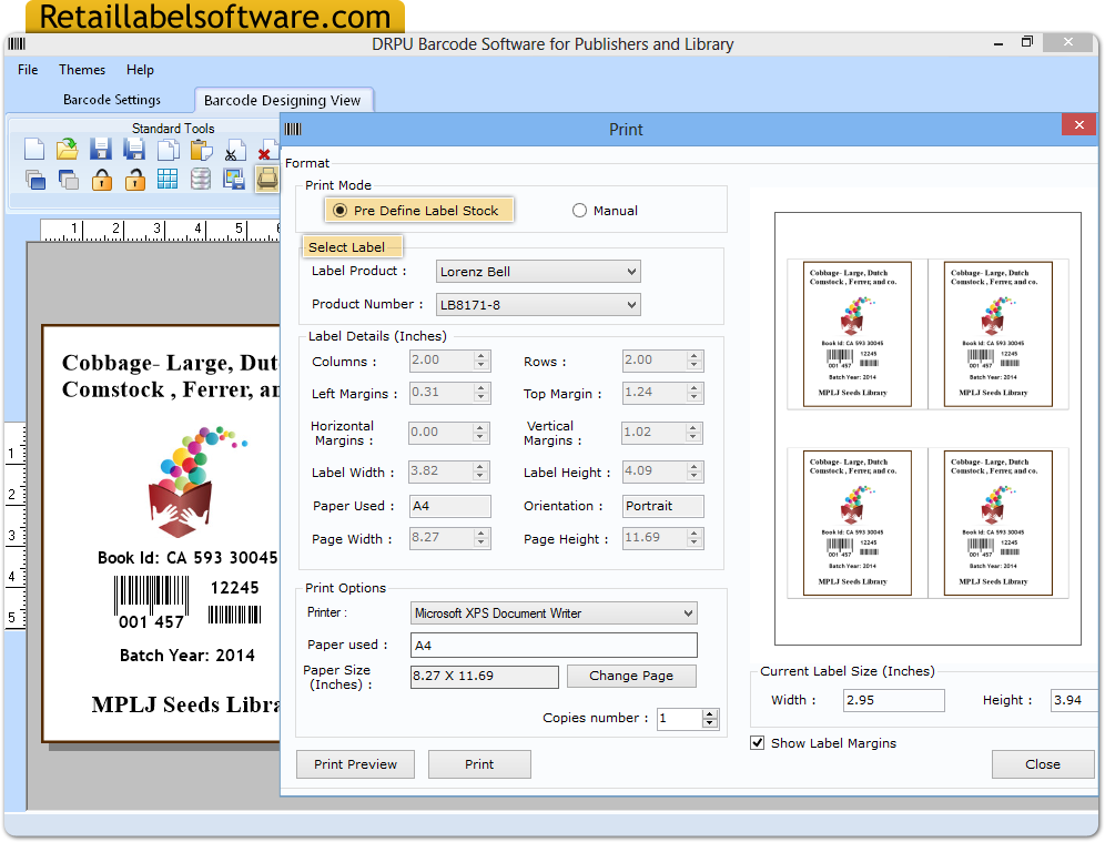 Barcode label generator program