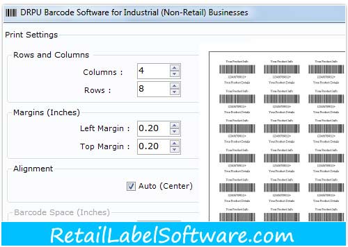 Screenshot of Warehouse Industry Barcodes Generator