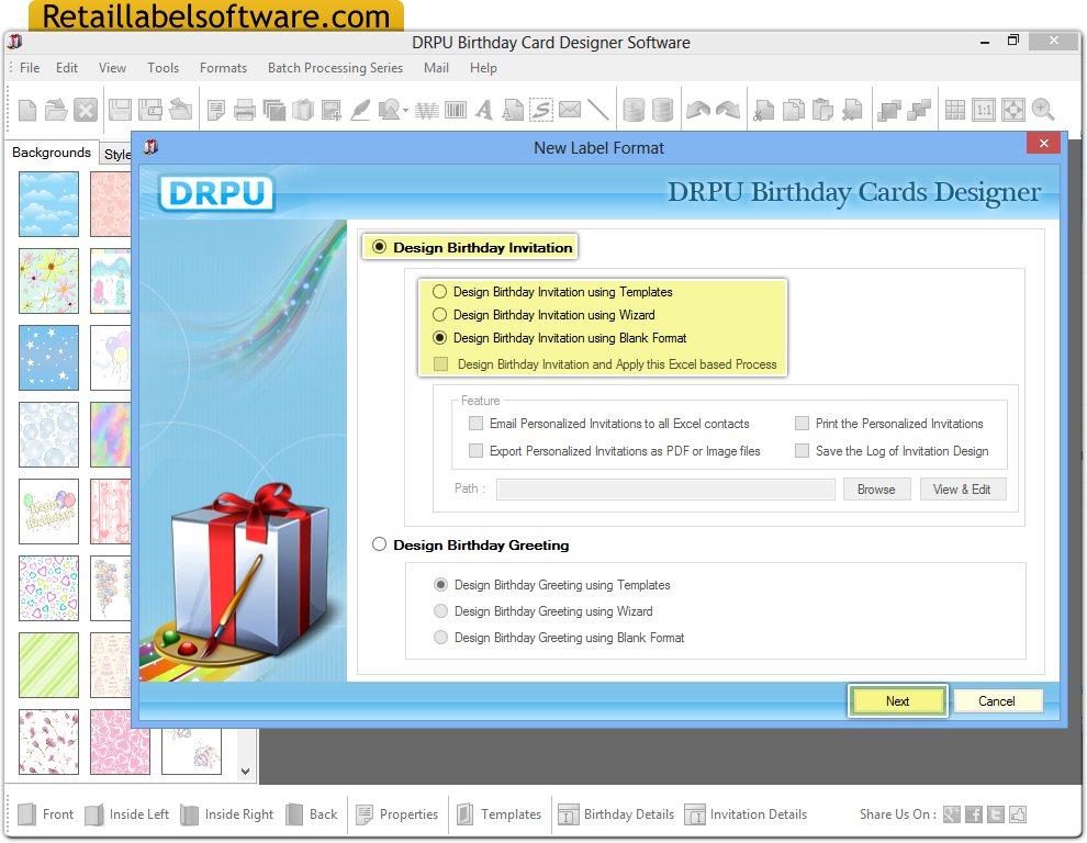 Birthday card maker software