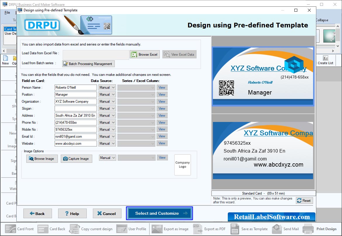 Business card designing program