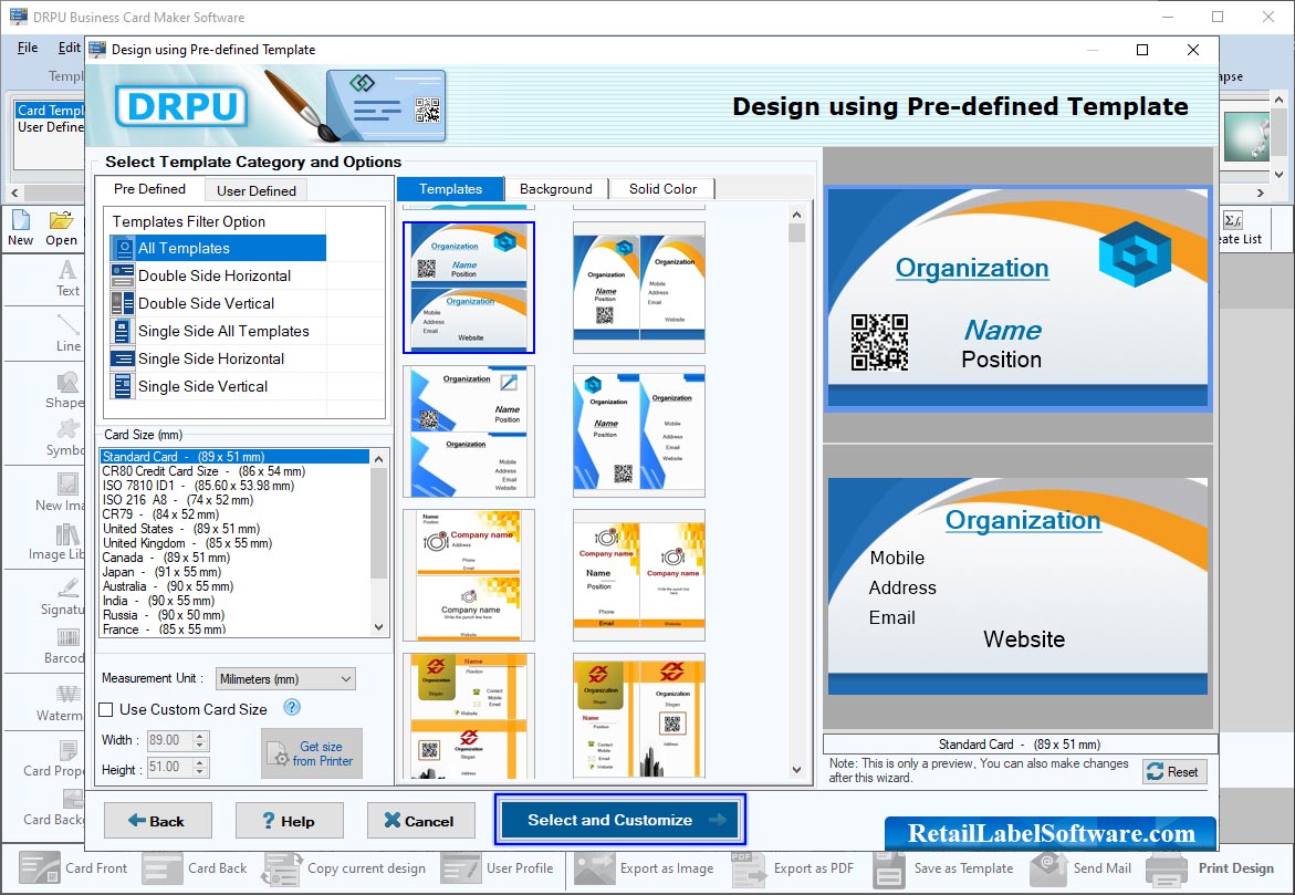 Business card designing program