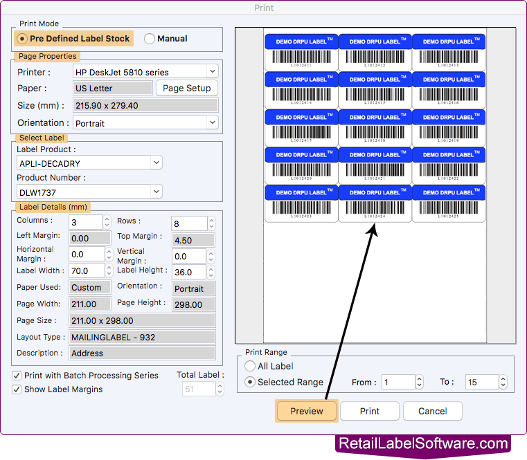 Print barcode labels