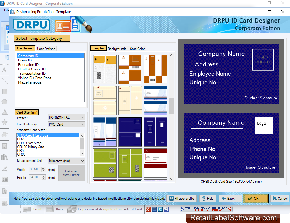 ID Card Maker Corporate Edition Screenshots of how to print and