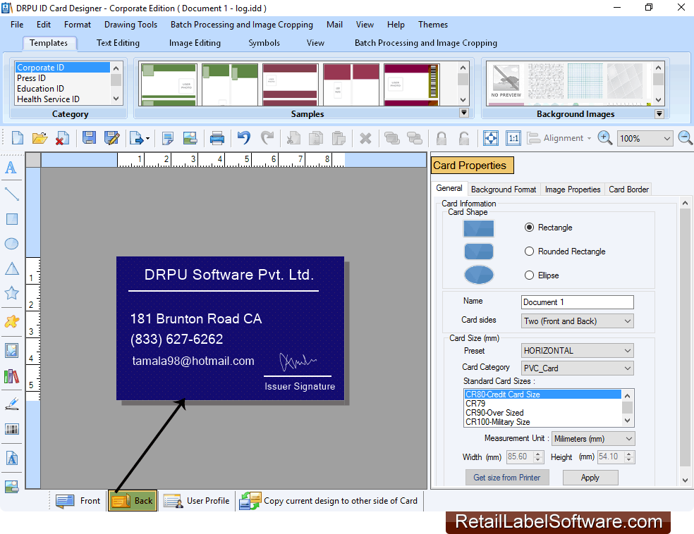 ID Card Maker Corporate Edition Screenshots of how to print and
