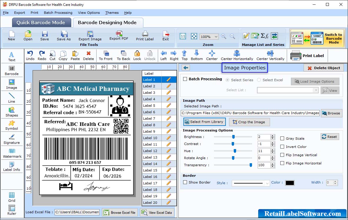 Barcode label maker 