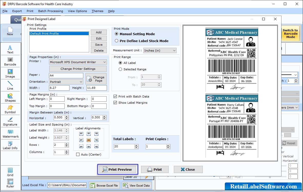 Barcode label maker 