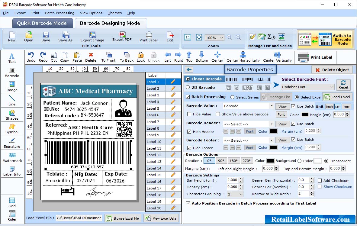 Barcode label maker 