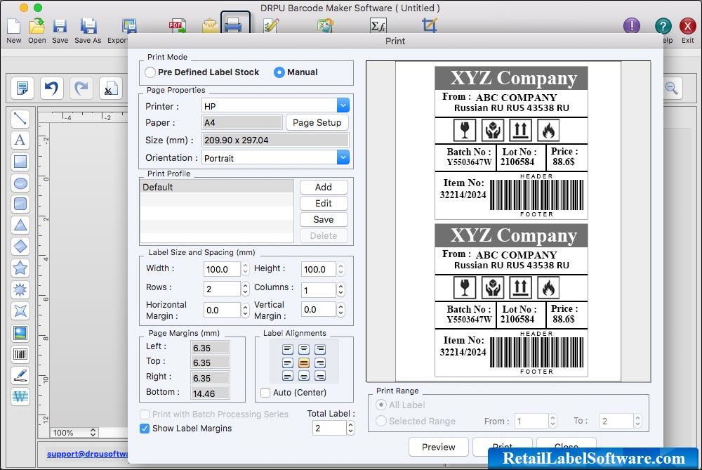 Print barcode labels