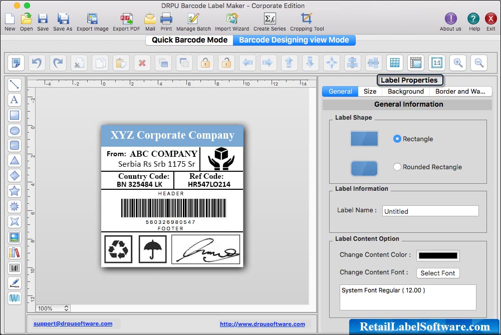 Mac Barcode Label Software - Corporate Edition