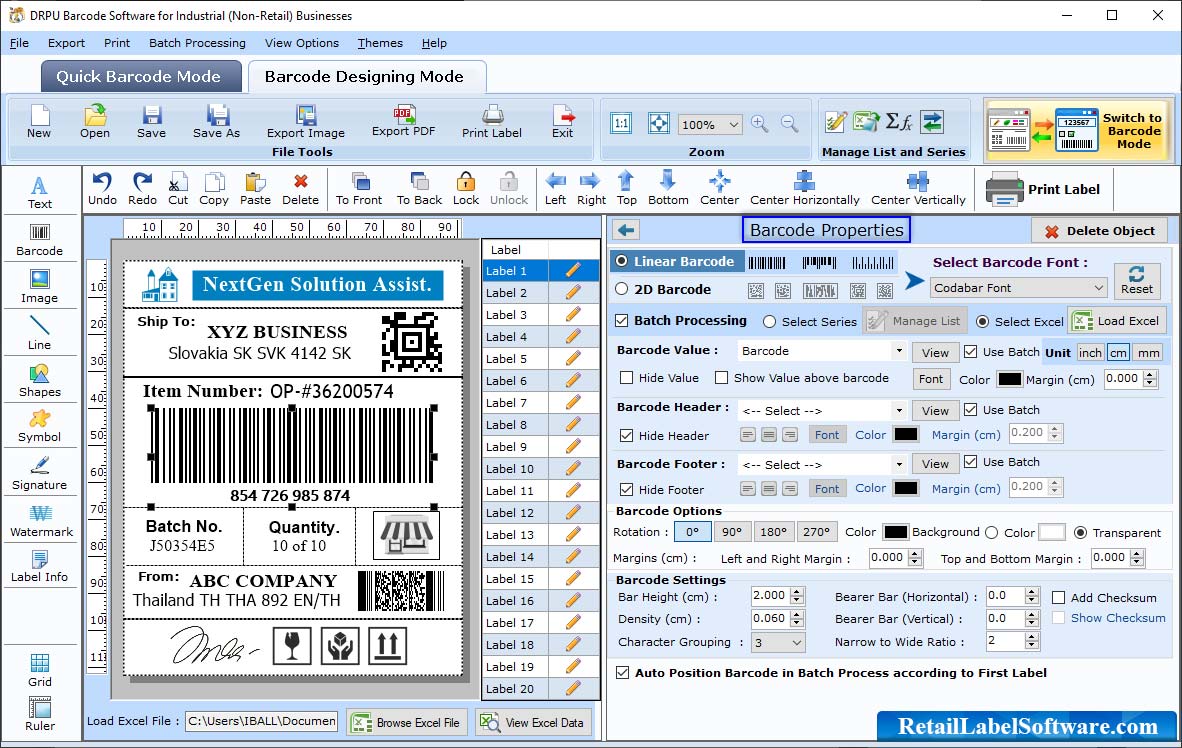 Barcode Properties