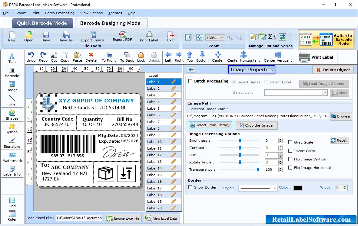 Barcode label software - professional edition