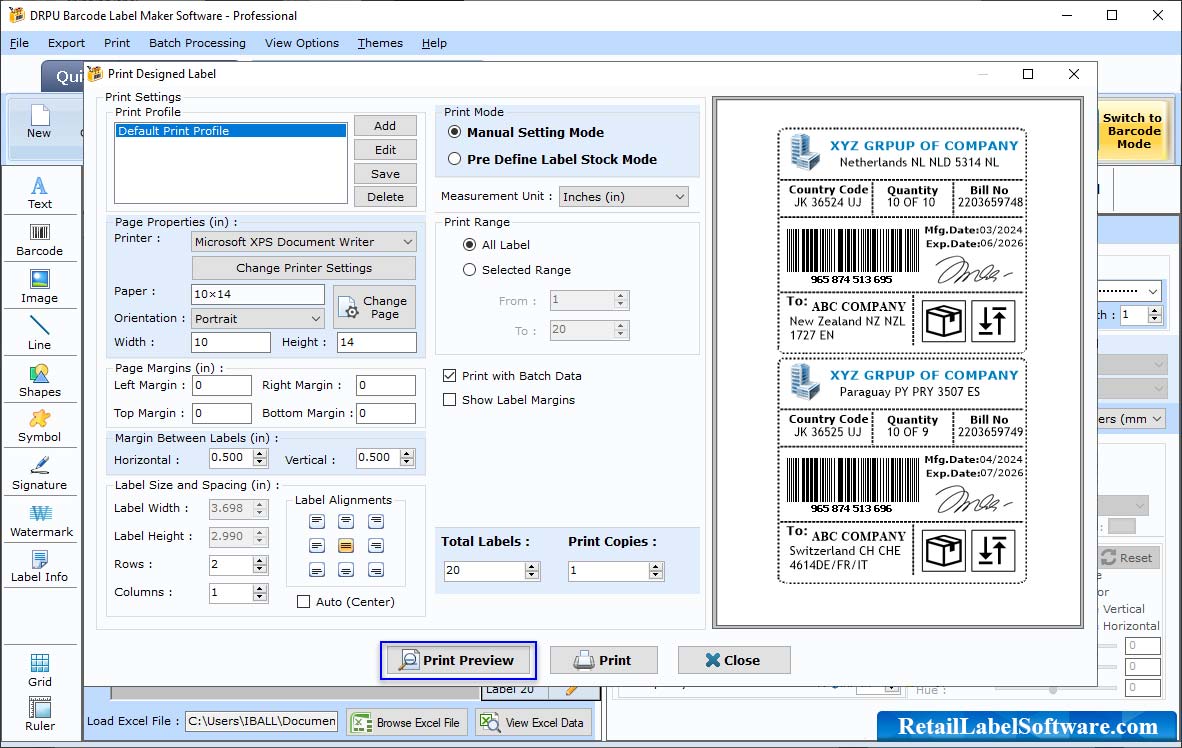 Barcode generator program