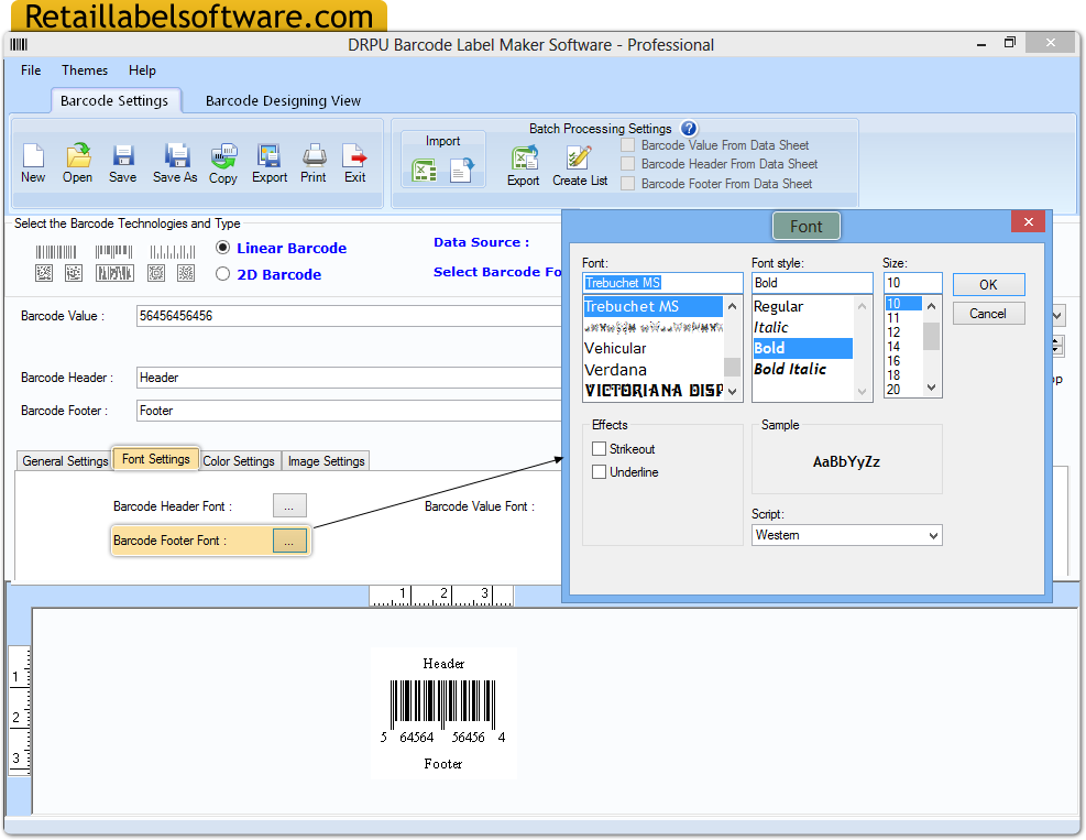 Barcode label software - professional edition