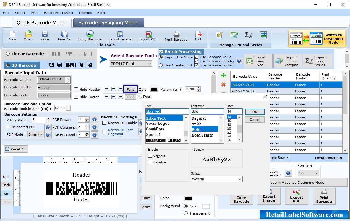 Retail label maker software