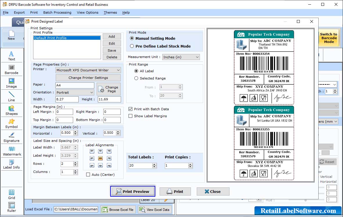 Retail business barcode generator program
