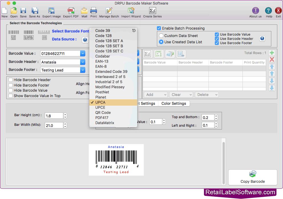 Select Barcode Font