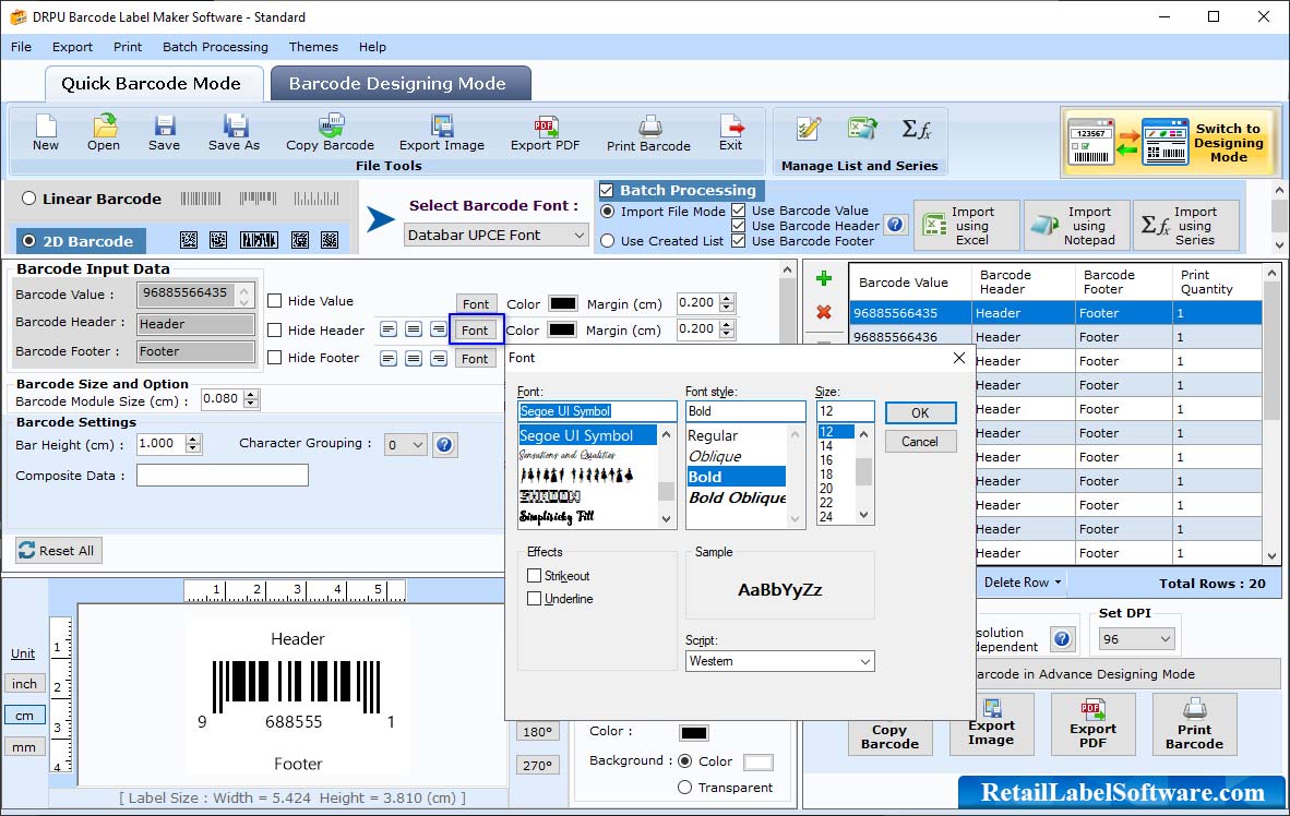 Barcode label software - standard edition