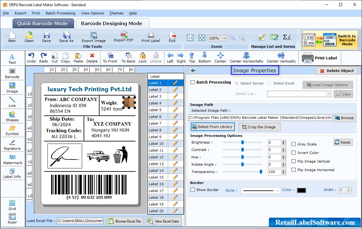 Barcode label software - standard edition