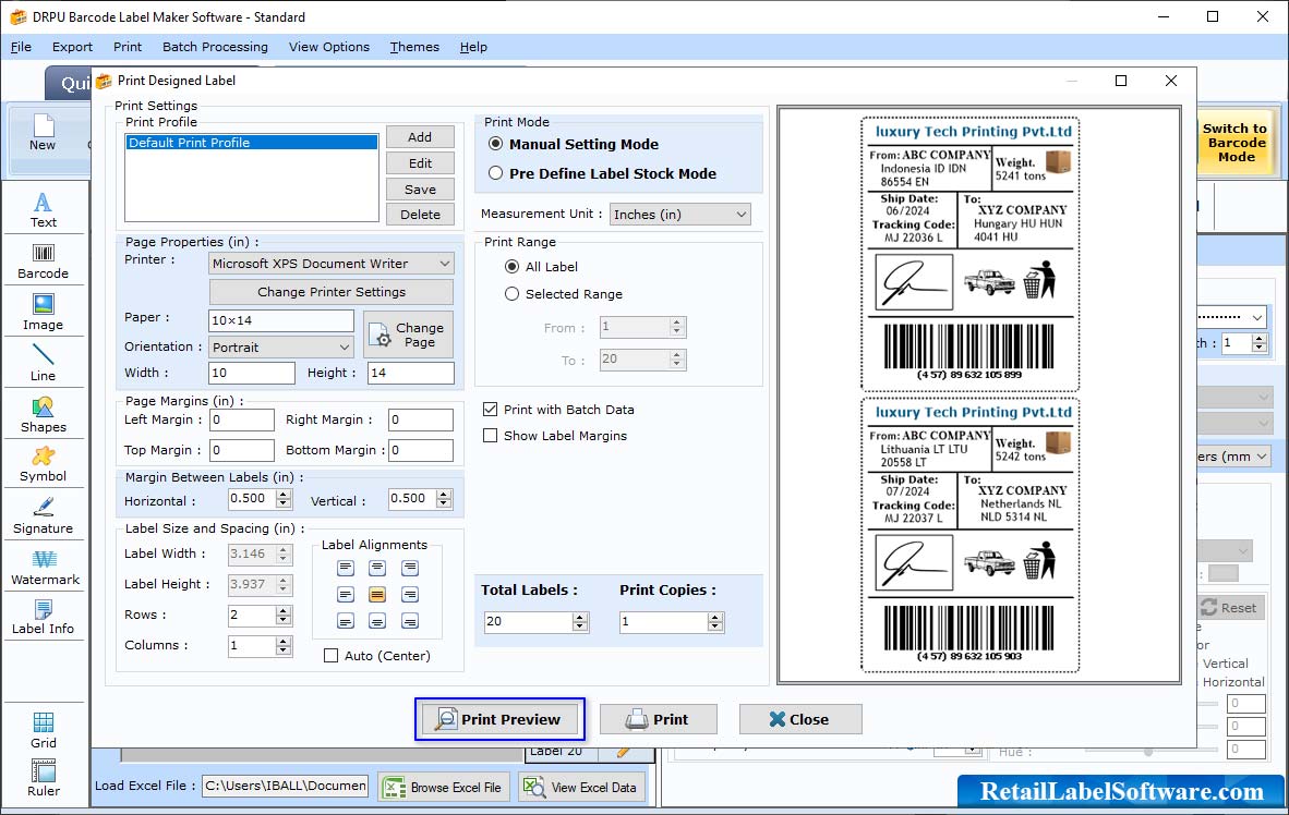 Barcode creator program