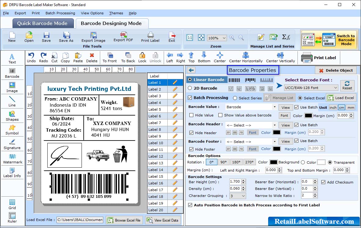 Barcode creator program