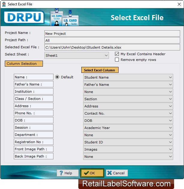 Student id card maker software screenshots display student id card