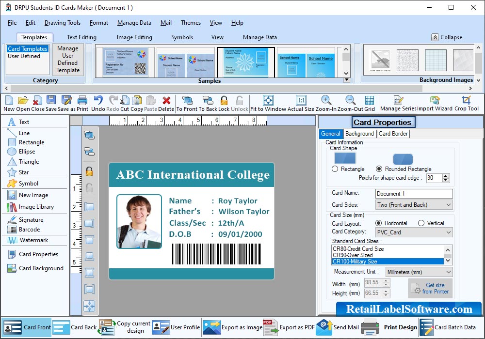 Front Side of Designed ID Card